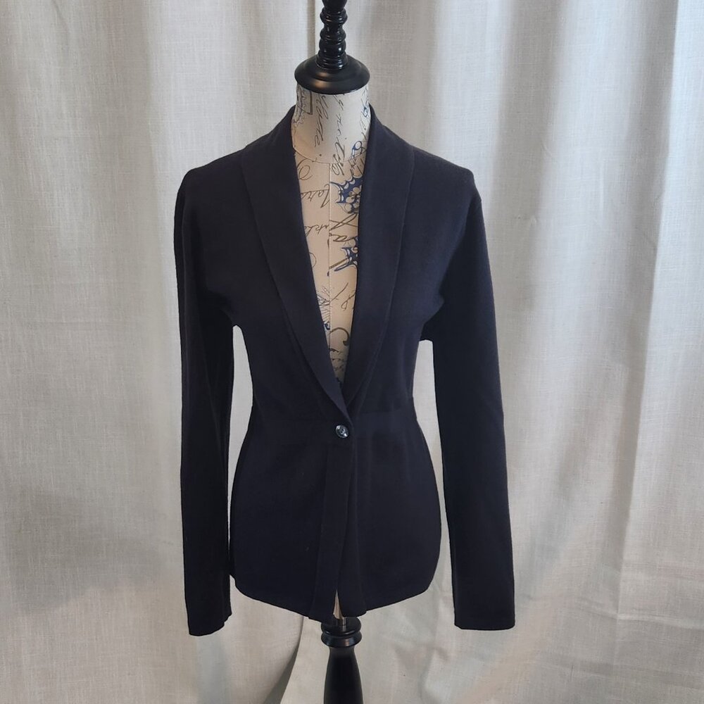 Dark purple Lands End, fitted cardigan, sz Large